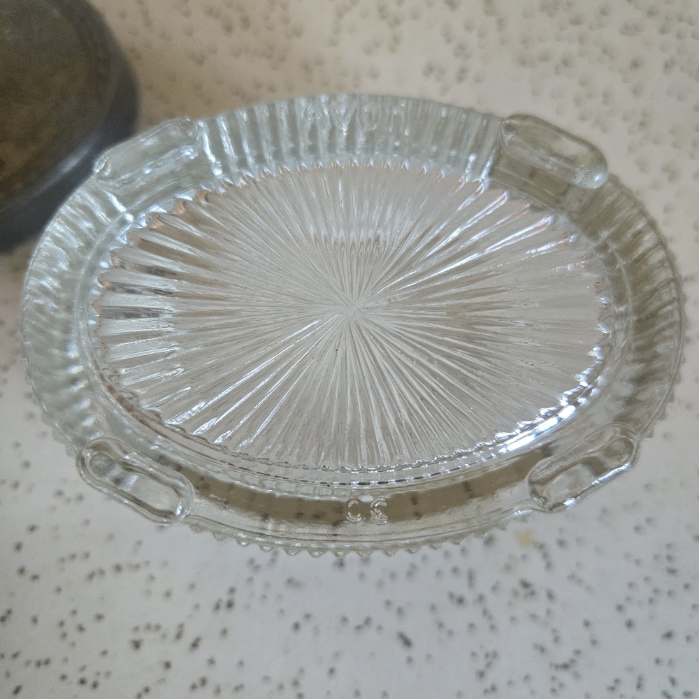 Avon Vintage Oval Glass Trinket Jar with Ornate Silver Lid - Picture 6 of 7